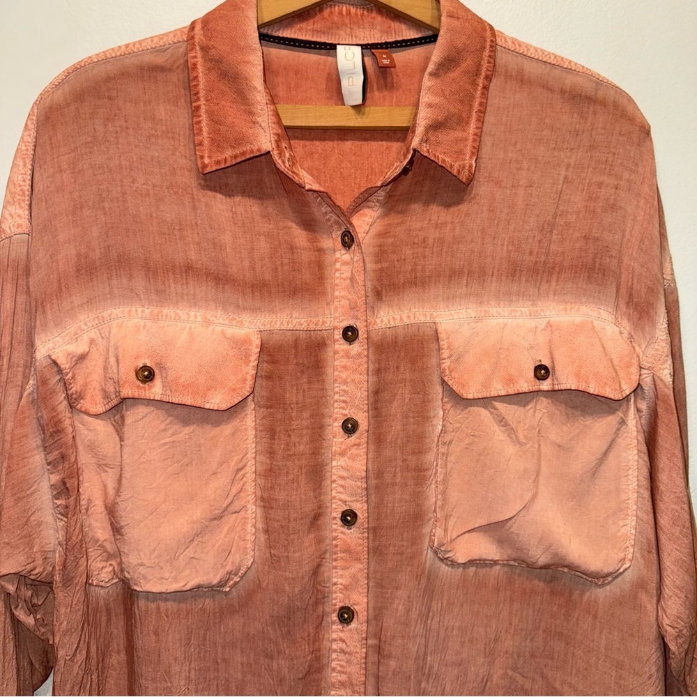 Pilcro Anthropologie Top Womens Medium Long Sleeve Button Up Rust - Picture 3 of 9